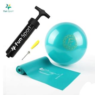 【Fun Sport】小跟班瑜珈球-1顆-20cm-彼拉提斯彈力帶-加長180cm-1條-含打氣筒(瑜珈)