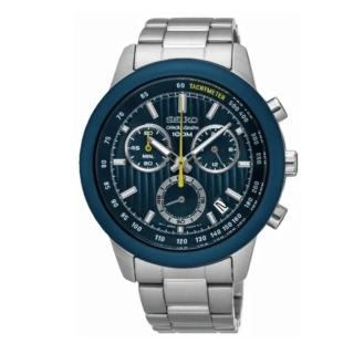 【SEIKO】CS線條時尚計時腕錶(藍色/8T68-00A0B/SSB207P1)