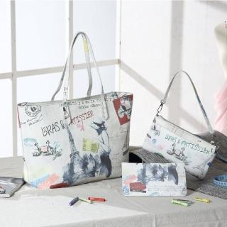 法國BRHAS PATI手繪水彩購物包三件組(S)(D)