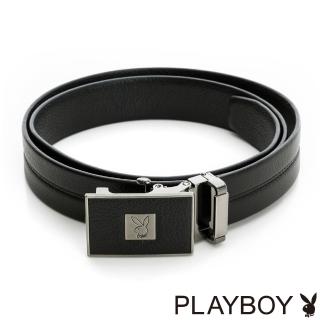 【PLAYBOY】方塊兔頭LOGO 自動皮帶(黑色)