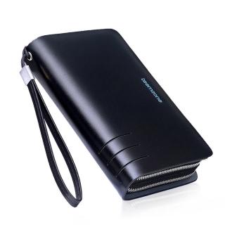 【PUSH!】男士長夾頂級牛皮手拿包手拎包商務包隨身包精品生日禮物(雙防盜手帶款3310.)