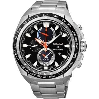 【SEIKO】精工 Prospex 海世界時間時尚腕錶-黑/44.6mm(V195-0AB0DSSC487P1)