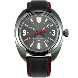 【法拉利 Scuderia Ferrari】2015 時尚灰面數字皮帶腕表(43mm/FA0830207)