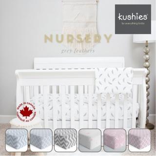 【加拿大 kushies】純棉棉絨床包 60x120cm(淺灰花紋)