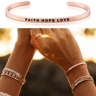 【MANTRABAND】美國悄悄話手環 Faith Hope Love 信念希望愛 玫瑰金(悄悄話手環)