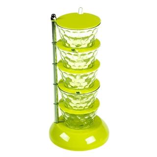 【PUSH! 餐具廚房用品】360度5層調味瓶廚房調味料油鹽調味罐儲物罐(D90)