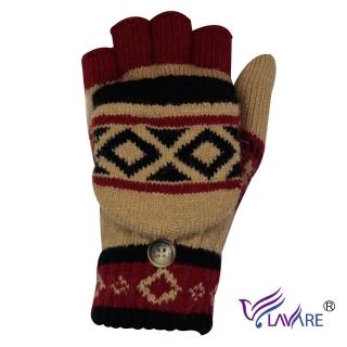 【LAVARE】半指戴帽手套 原民圖紋卡其