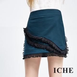 【ICHE 衣哲】荷葉飾邊疊層短裙