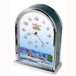 【鐘情坊 JUSTIME】聖誕雪景音樂座鐘(銀色座鐘)