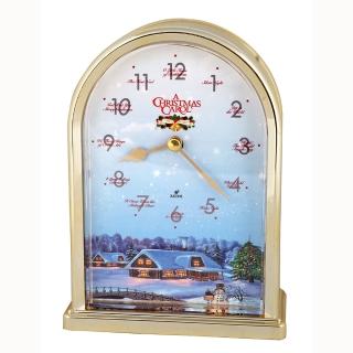 【鐘情坊 JUSTIME】聖誕雪景音樂座鐘(金色座鐘)
