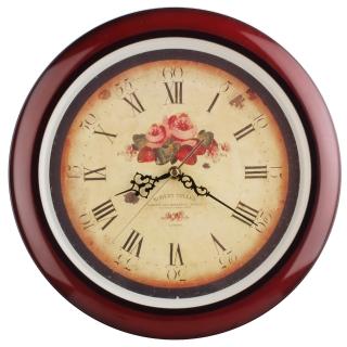 【鐘情坊 JUSTIME】14吋紅木色框掛鐘(CL-82024)