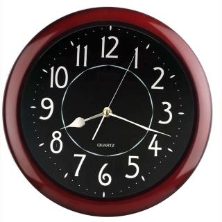 【鐘情坊 JUSTIME】14吋簡約時尚紅木色掛鐘(W82080-1)