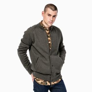 【Levis】男款長袖棒球外套 刺繡 LOGO 質感軍綠