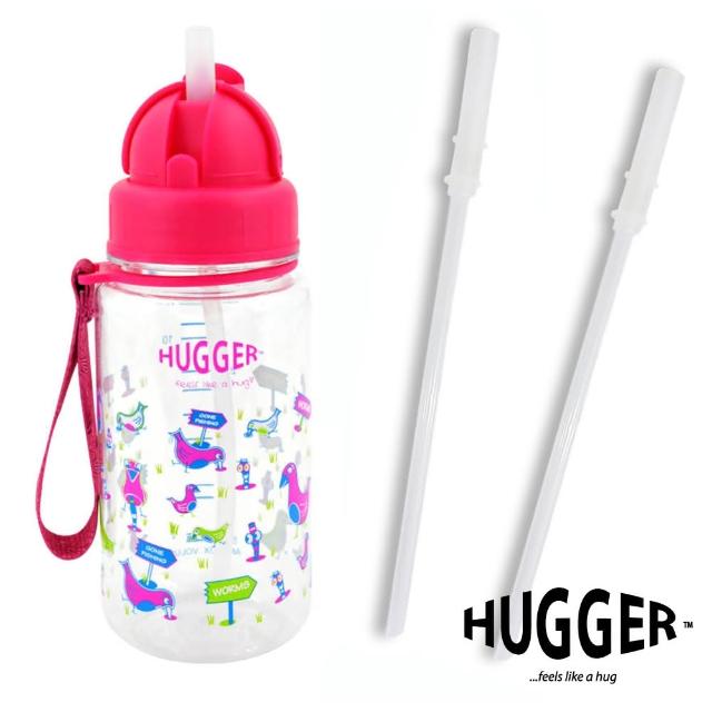 【英國Hugger】Tritan富邦momo購物網站彈跳吸管水壺-搭贈吸管2入(歡樂鳥)