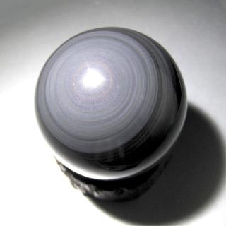 【開運工場】50mm彩虹眼黑曜石球(贈木底座)