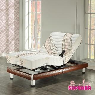 【瑞士Superba】Titlis線控電動床 透氣環保膠/櫻桃木色-單人3.5尺
