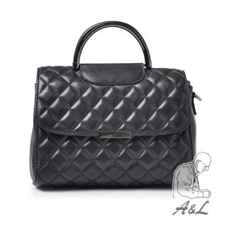 【A&L老工匠】香奈名媛菱格羊真皮包(魅力黑)