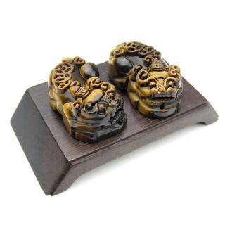 【開運工場】35mm精雕虎眼貔貅組(贈木底座)