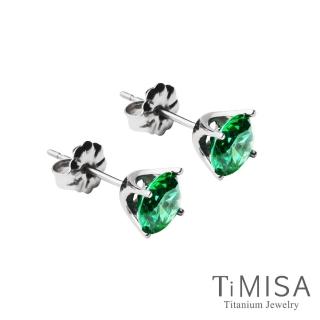 【TiMISA】純鈦簡愛M 純鈦耳環一對(翡翠綠)