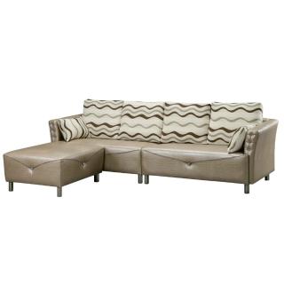 【BODEN】麗塔珠光鱷紋皮L型沙發