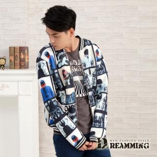 【Dreamming】街頭注目滿版人像太空棉棒球外套