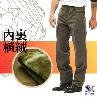 【NST Jeans】保暖主打_ 羅德島橄欖卡其色 內?棉絨男休閒褲-中腰(397-66470)
