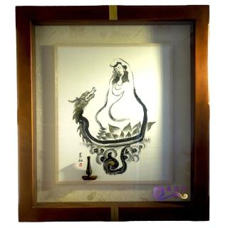 【鑫運來】台灣藝術大師-游景翔 乘龍觀音心經畫(游景翔大師親筆畫作)