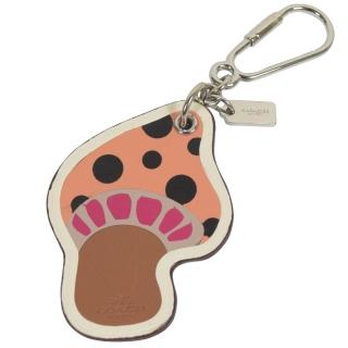 【COACH】時尚配件 可愛香菇造型吊飾鑰匙圈(銀/米白)