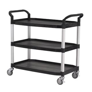 【100%台灣製】大台面多功能三層工具餐車/茶几/手推車-經典黑