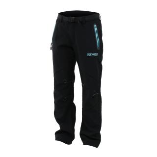 【FIRESTAR】女彈性平織磨毛內裏長褲-風褲 保暖 防風 防潑水(黑湖水藍)