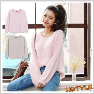 【創翊韓都】針織上衣 圓領寬鬆優雅長袖針織衫DQ6667-創翊韓都(預購)