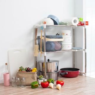 49.5-85cm可伸縮不鏽鋼多功能萬用置物架 伸縮置物架(廚房置物櫃 瓶罐置物架 麵包機 微波爐 烤箱架)