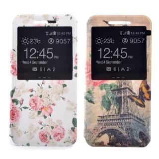 【Samsung】A7 2016 時尚彩繪手機皮套 側掀支架式皮套(鄉村薔薇/巴黎玫瑰)