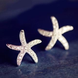 【米蘭精品】耳環流行銀飾品鑲鑽耳飾(海星精緻時尚閃耀母親節生日情人節禮物73ag247)
