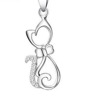 【米蘭精品】小貓咪項鍊流行銀飾品(質感精美大方小貓咪母親節生日情人節禮物73v62)