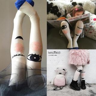 日韓甜美寶寶卡通大眼睛保暖連褲襪(兩雙入)