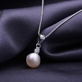 【米蘭精品】項鍊珍珠吊墜流行銀飾品(時尚百搭簡約精選生日情人節禮物73w37)