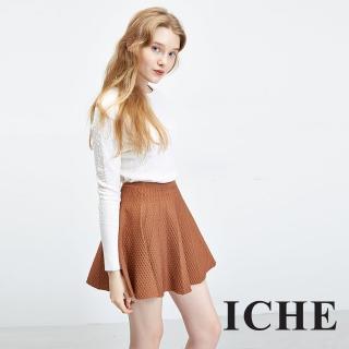 【ICHE 衣哲】立體織紋百搭波浪短裙 兩色
