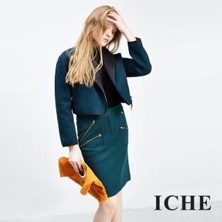 【ICHE 衣哲】短版翻領騎士造型夾克外套