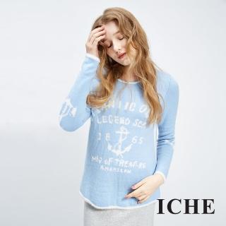 【ICHE 衣哲】純色內磨毛字母上衣 兩色