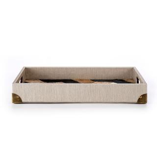 【finara費納拉】手工精製提手皮革托盤-28X35(巴西牛皮馬賽克托盤玫瑰金雅頓 巴黎)