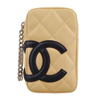 【CHANEL】康朋系列羊皮香菸萬用小包(米黑色)