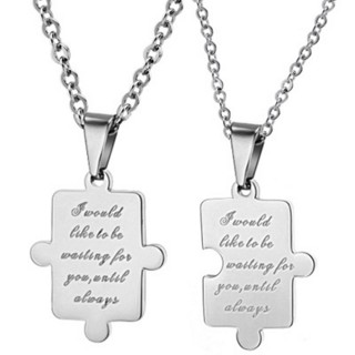 【米蘭精品】鈦鋼項鍊情侶對鍊流行飾品(幸福愛情誓言拼圖七夕情人節生日禮物2色73cl84)