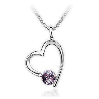 【米蘭精品】項鍊鑲鑽流行飾品(閃耀優美氣質心型母親節情人節生日禮物5色73aj132)