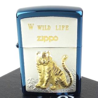 【ZIPPO】日系-WILD LIFE-老虎圖案鍍鈦純銀貼片打火機