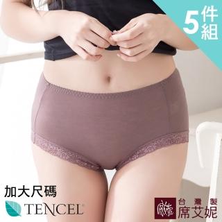 【席艾妮SHIANEY】女性 MIT舒適 高腰蕾絲內褲 TENCEL纖維 天絲棉 M/L/XL/XXL 台灣製 No.8867(五件組)