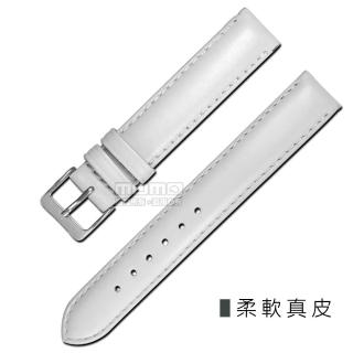【Watchband】各品牌通用柔軟簡約質感車線真皮錶帶(同寬-白色)