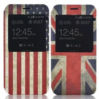 【Samsung A8】國旗系列彩繪手機皮套 側掀支架式皮套(英國國旗/美國國旗)