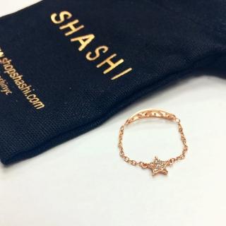 【SHASHI】紐約品牌 Star Chain 鑲鑽星星鍊戒 玫瑰金(鍊戒)
