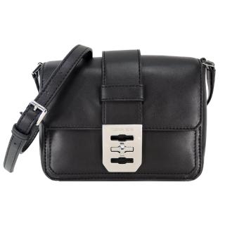 【MICHAEL KORS】MILA 皮革翻帶轉扣斜背包(小/黑)